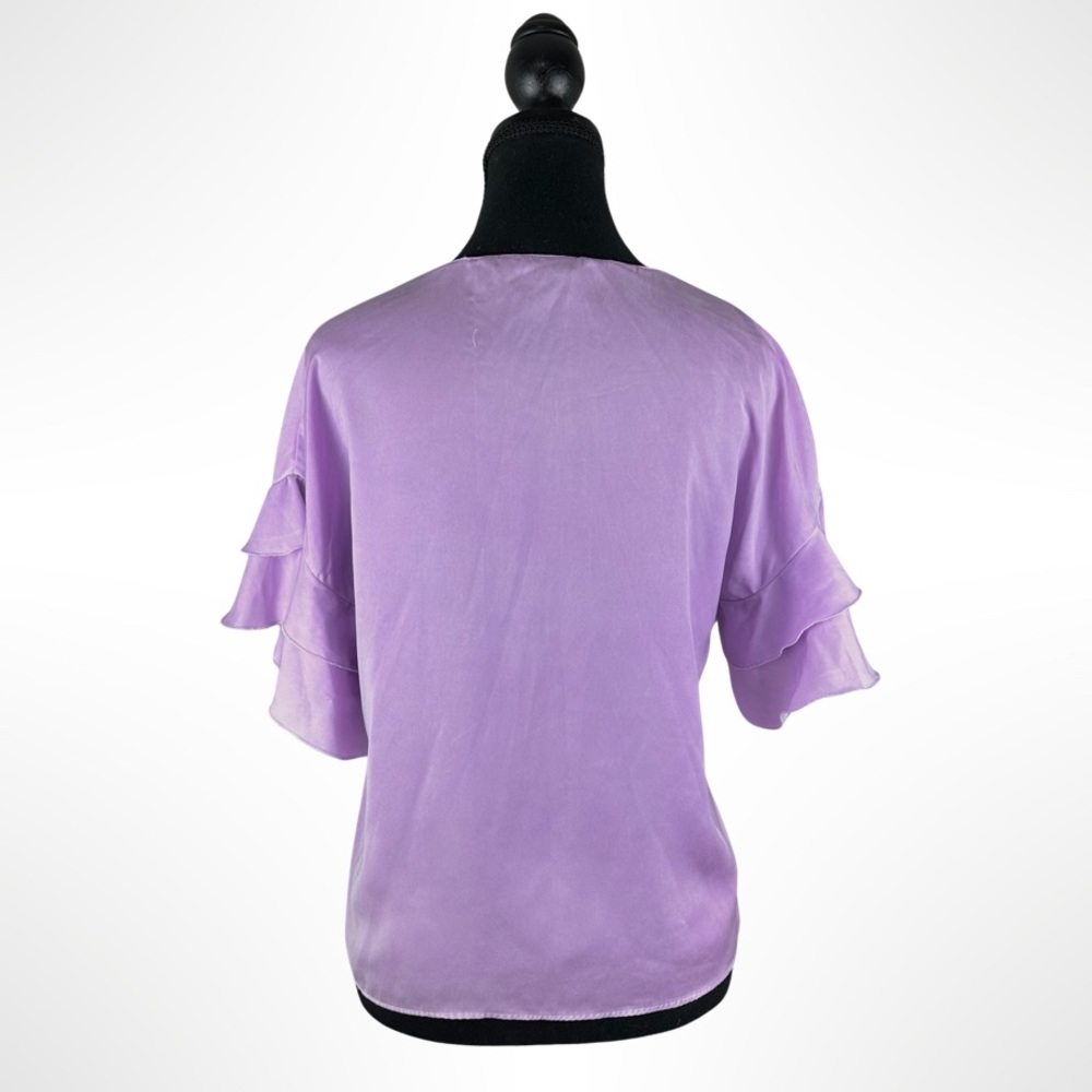Zara Purple Ruffle Sleeve Top in Lilac - Picture 4 of 6